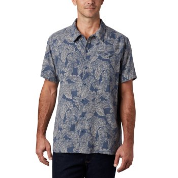 Columbia Lakeside Trail Short Sleeve, Camisa Azules Oscuro Para Hombre | 024561-WVJ